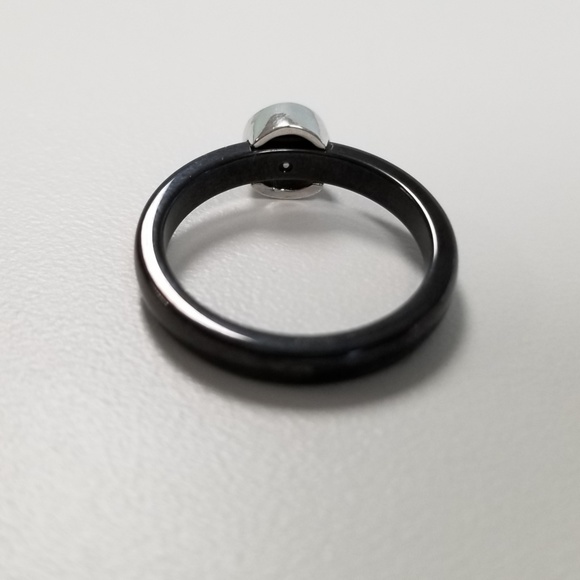 Black Ceramic Pave Solitaire - Picture 6 of 8